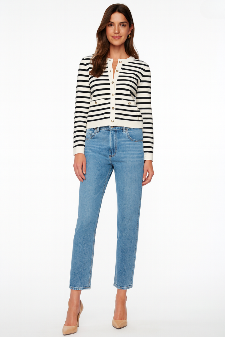 Women’s Striped Black Cardigan