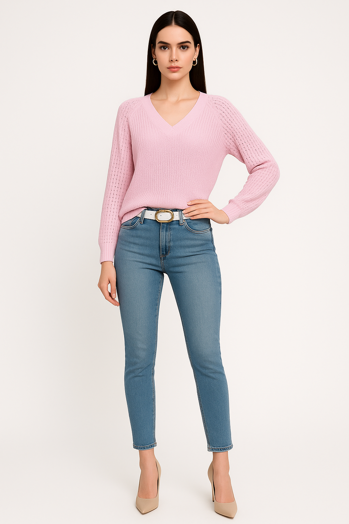 Women’s Stylish V-Neck Knit Sweater