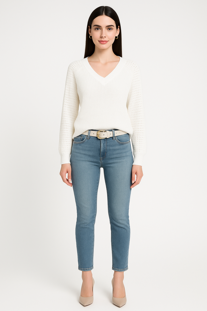 Women’s Stylish V-Neck Knit Sweater