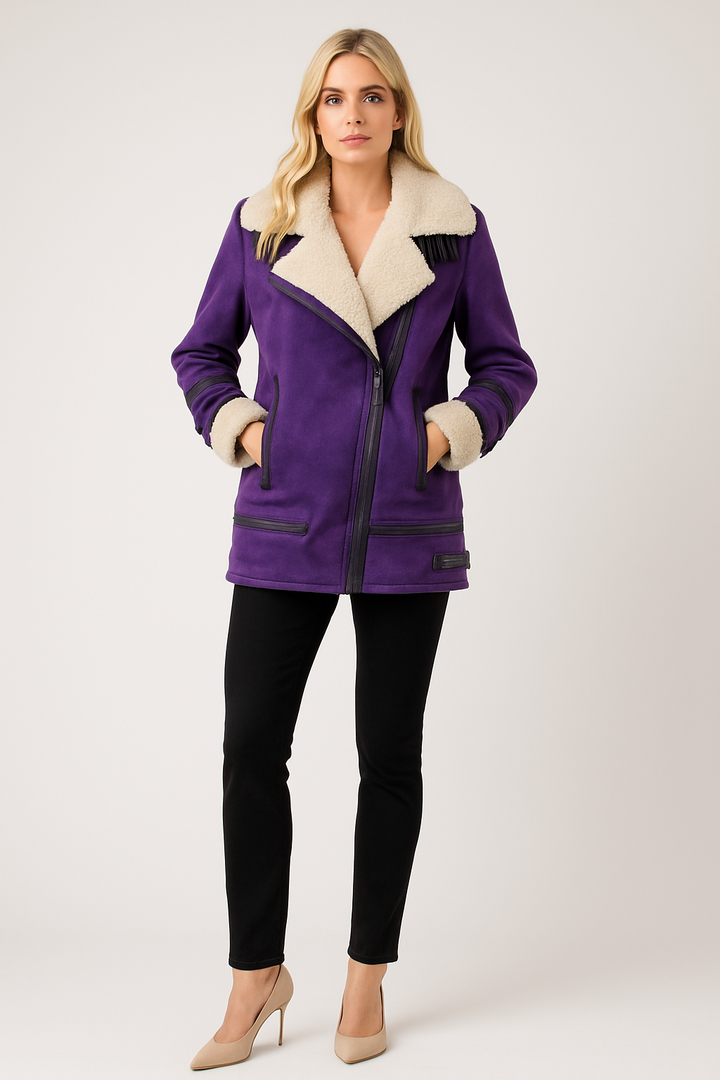 Women's Suede Sherpa-Lined Jacket