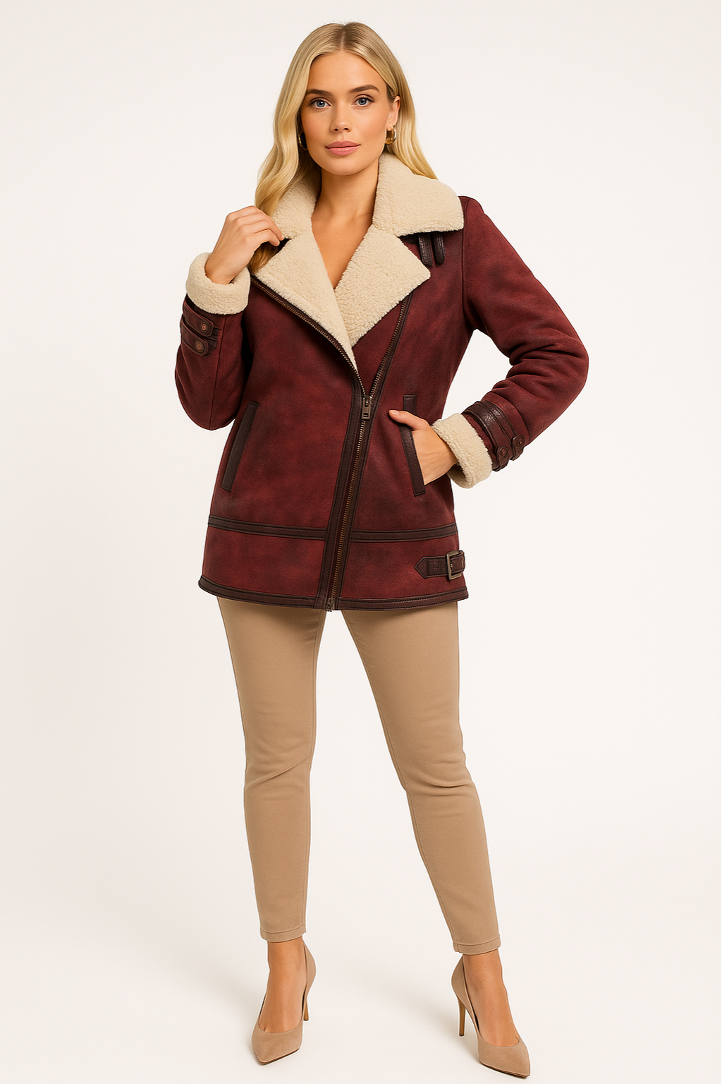Women's Suede Sherpa-Lined Jacket