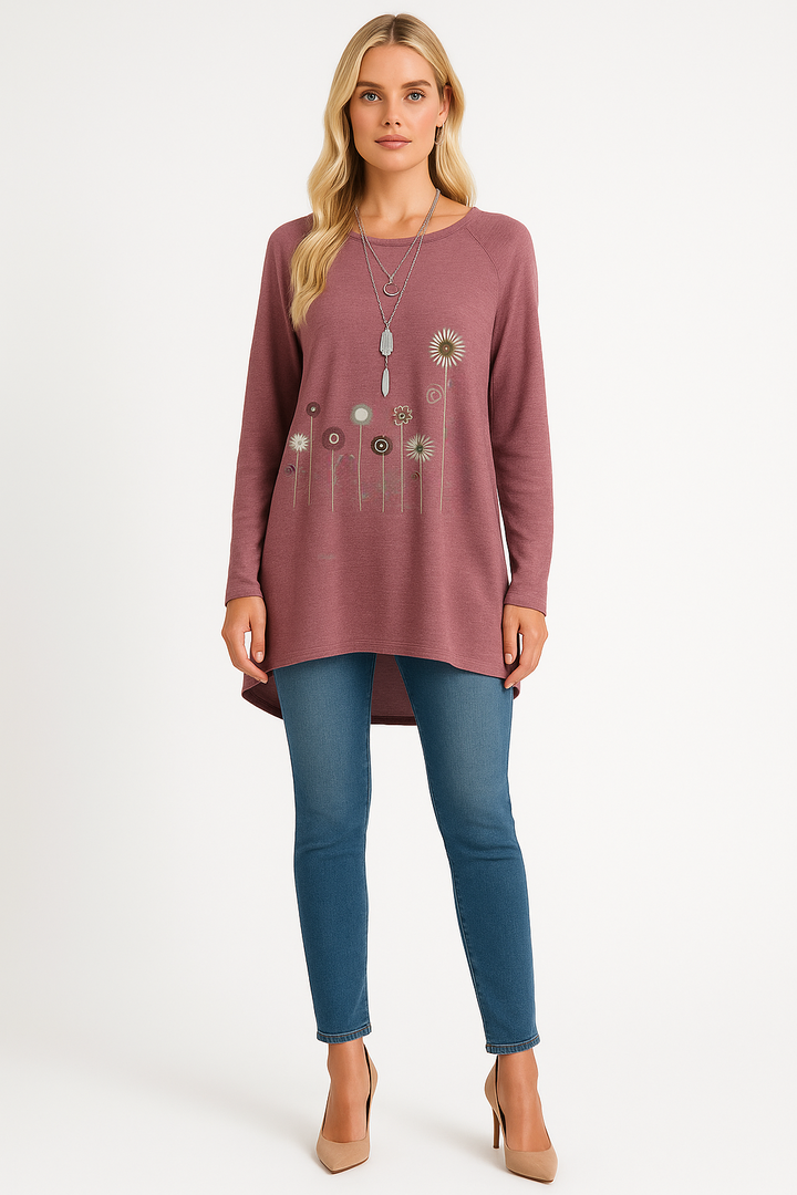 Women's Sweatshirt with 3D Floral Embroidery