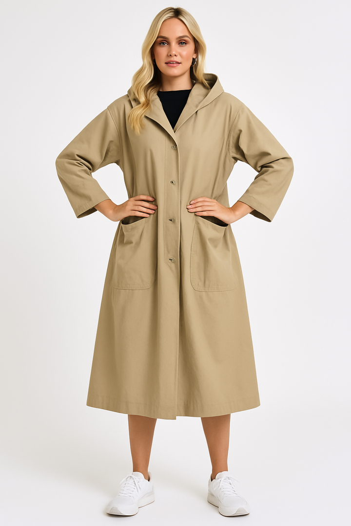 Women's Trench Coat with Functional Pockets