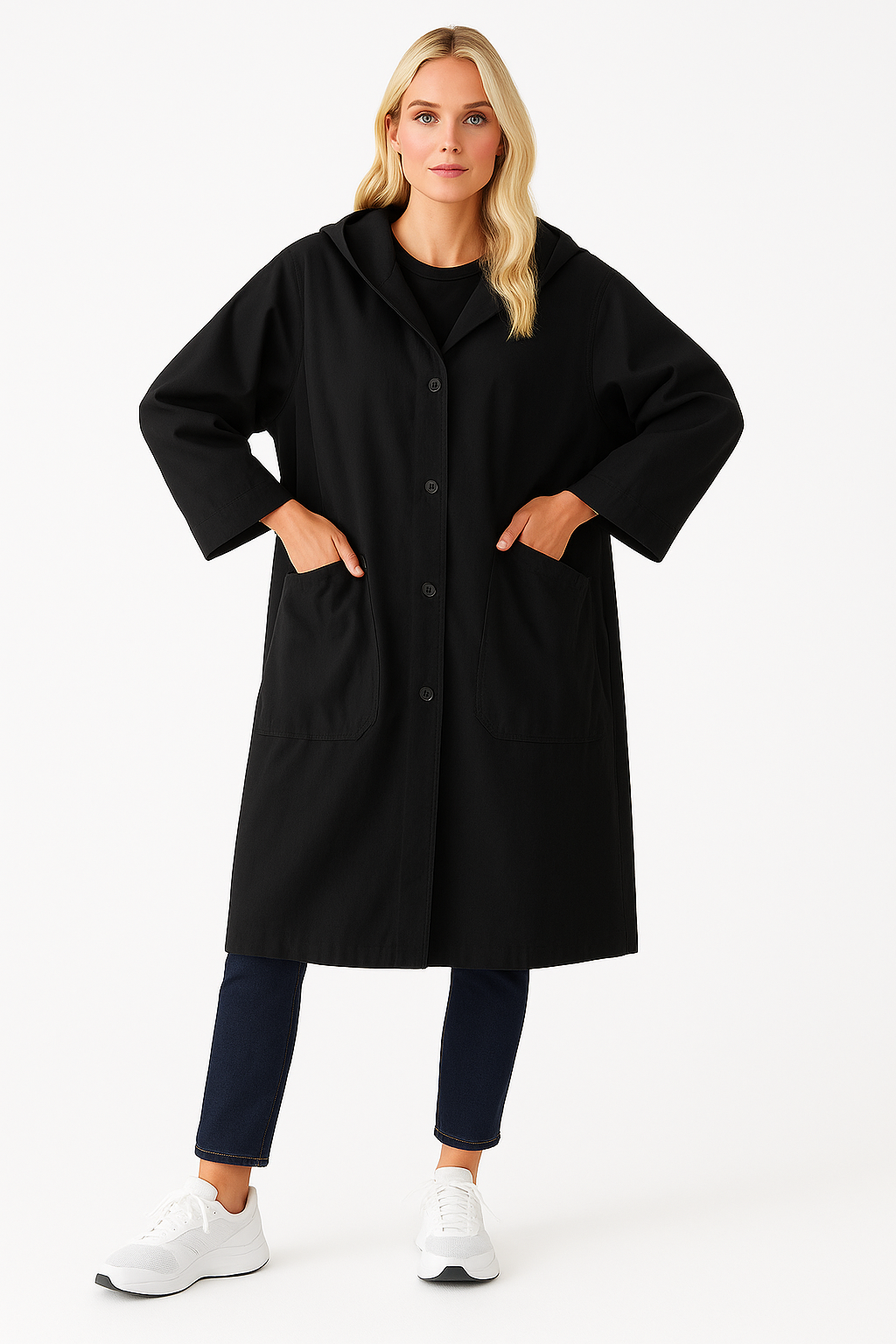 Women's Trench Coat with Functional Pockets