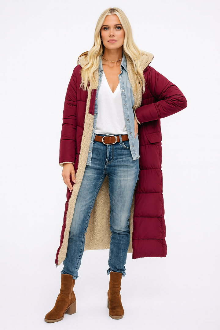 Women's Winter Puffer Trench Coat