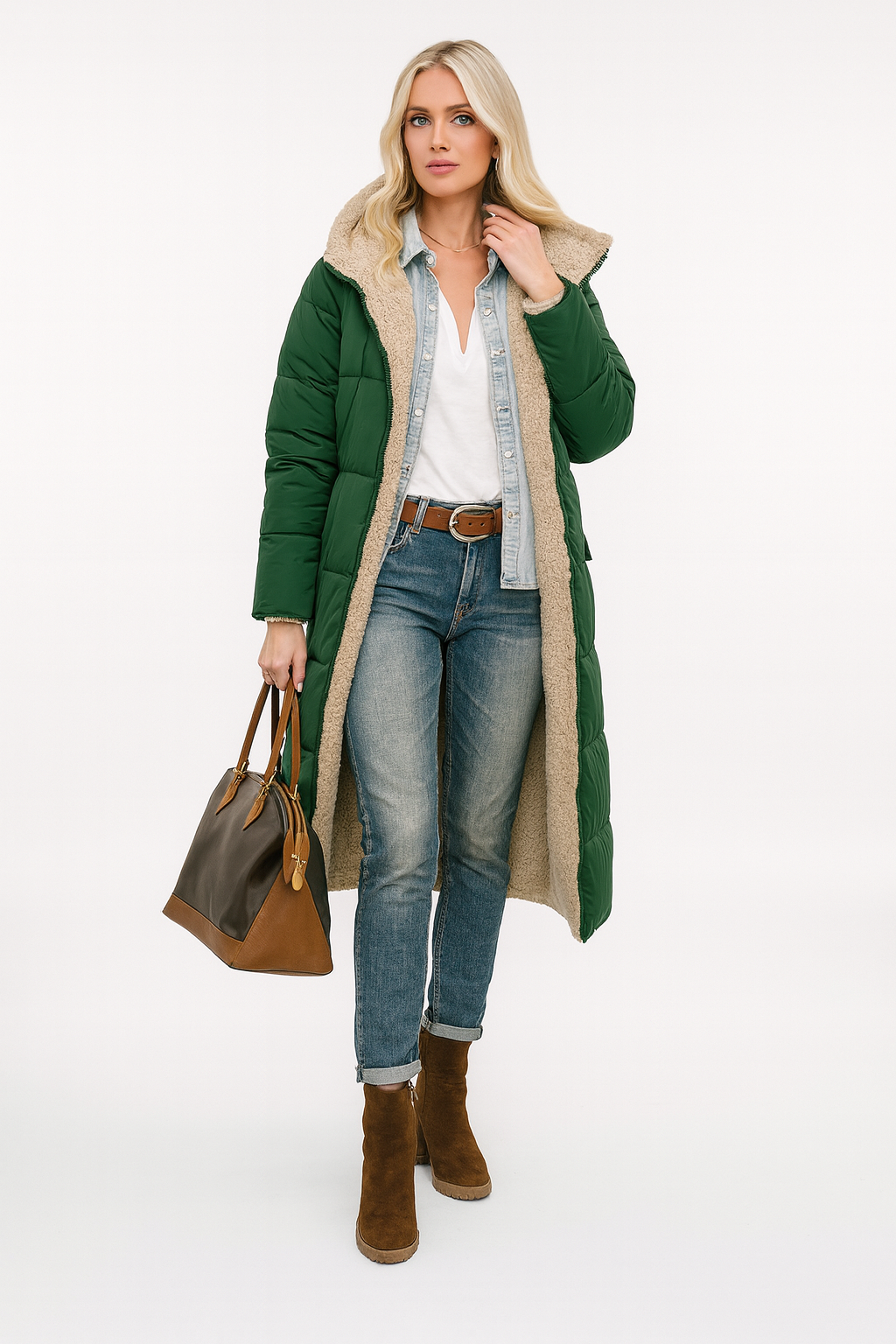 Women's Winter Puffer Trench Coat