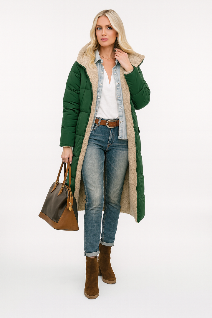 Women's Winter Puffer Trench Coat