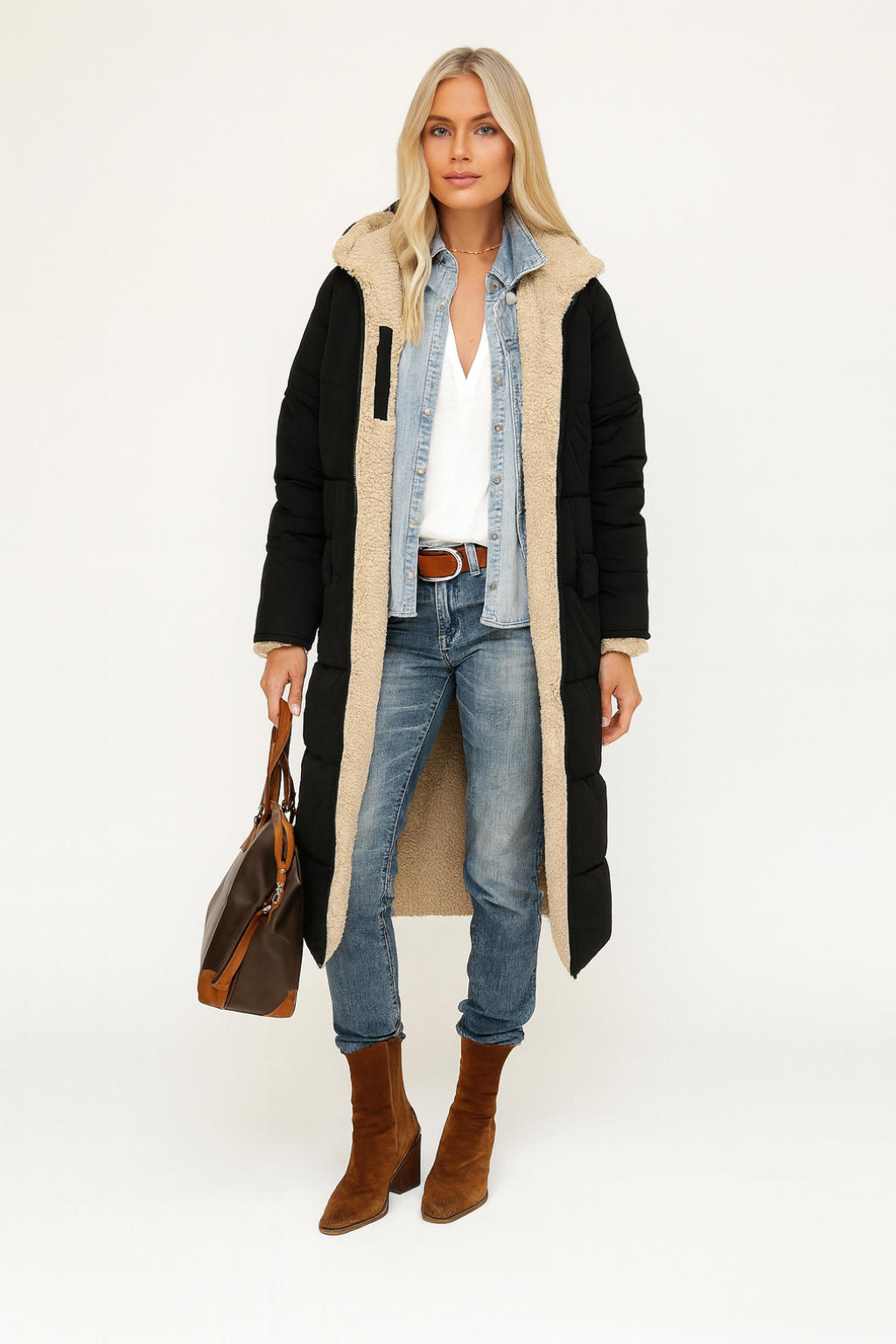 Women's Winter Puffer Trench Coat