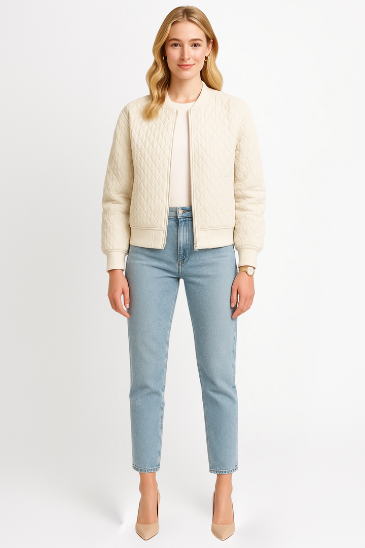 Women’s Zip-Front Quilted Bomber Jacket