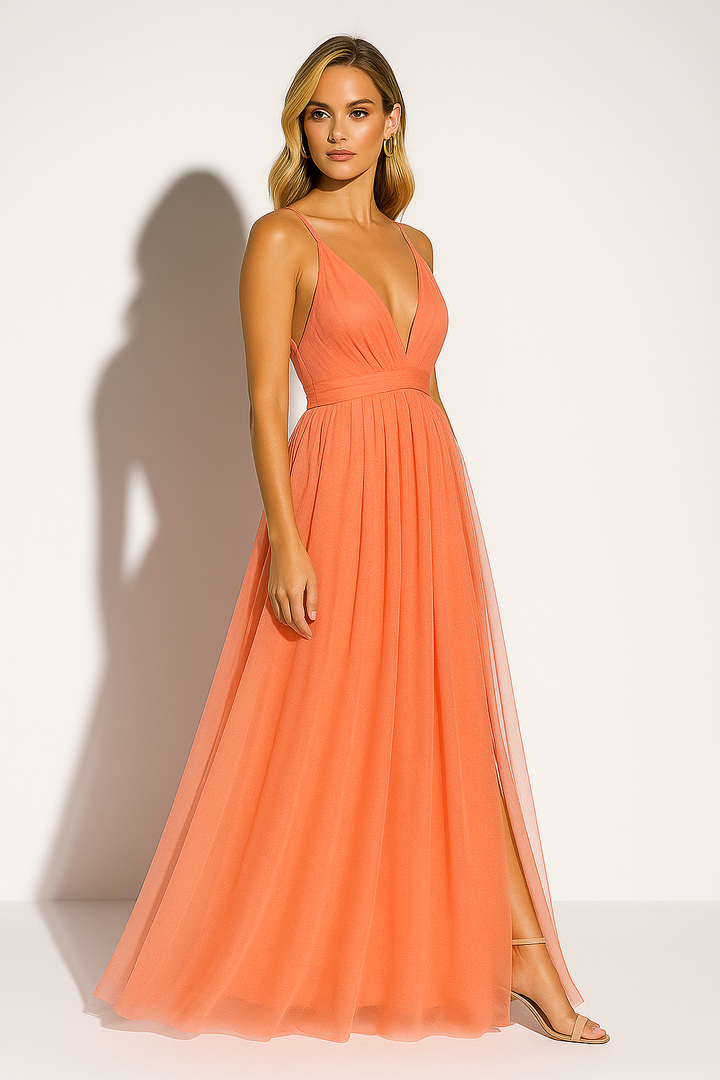 Women’s Coral Bloom Evening Dress