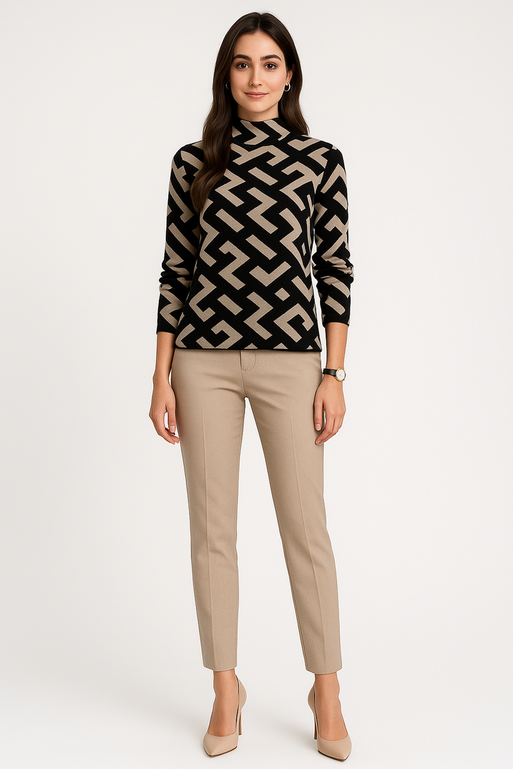 Women’s Geometric Knit Long Sleeve Sweater