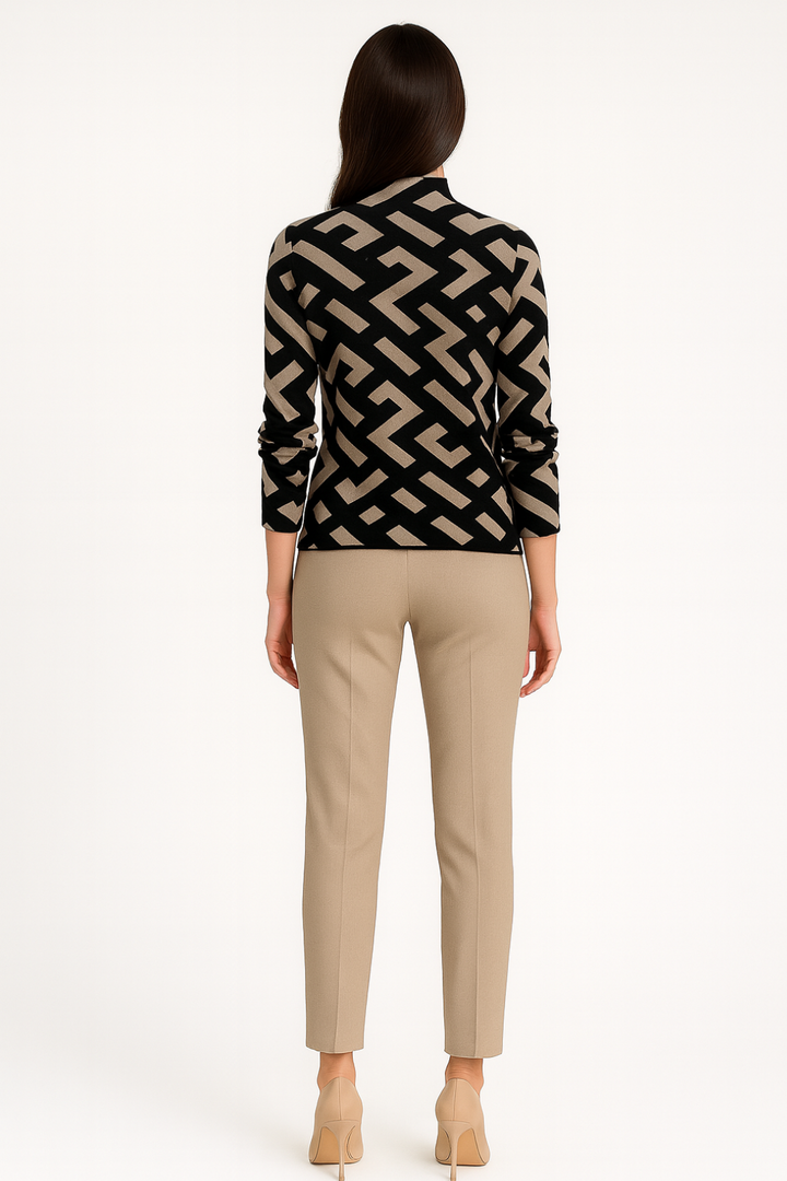 Women’s Geometric Knit Long Sleeve Sweater