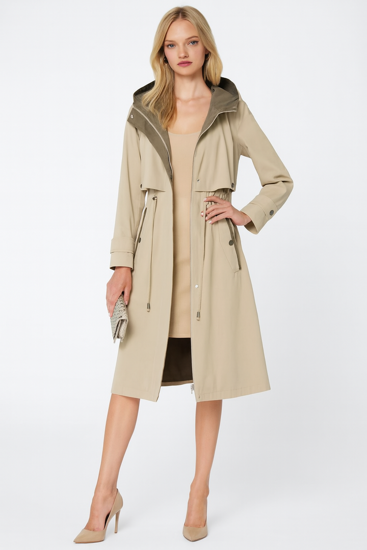 Women's Hooded Waterproof Trench Coat