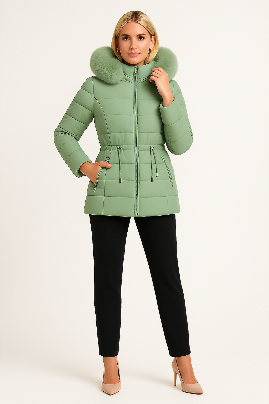 Women's Insulated Quilted Tailored Parka Coat