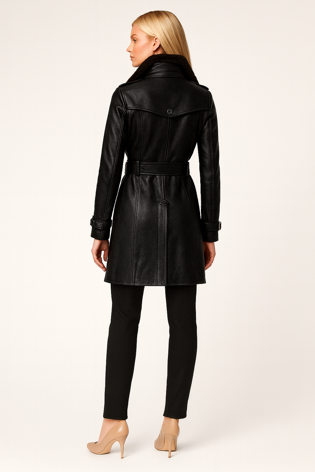 Women's Long Leather Trench Coat