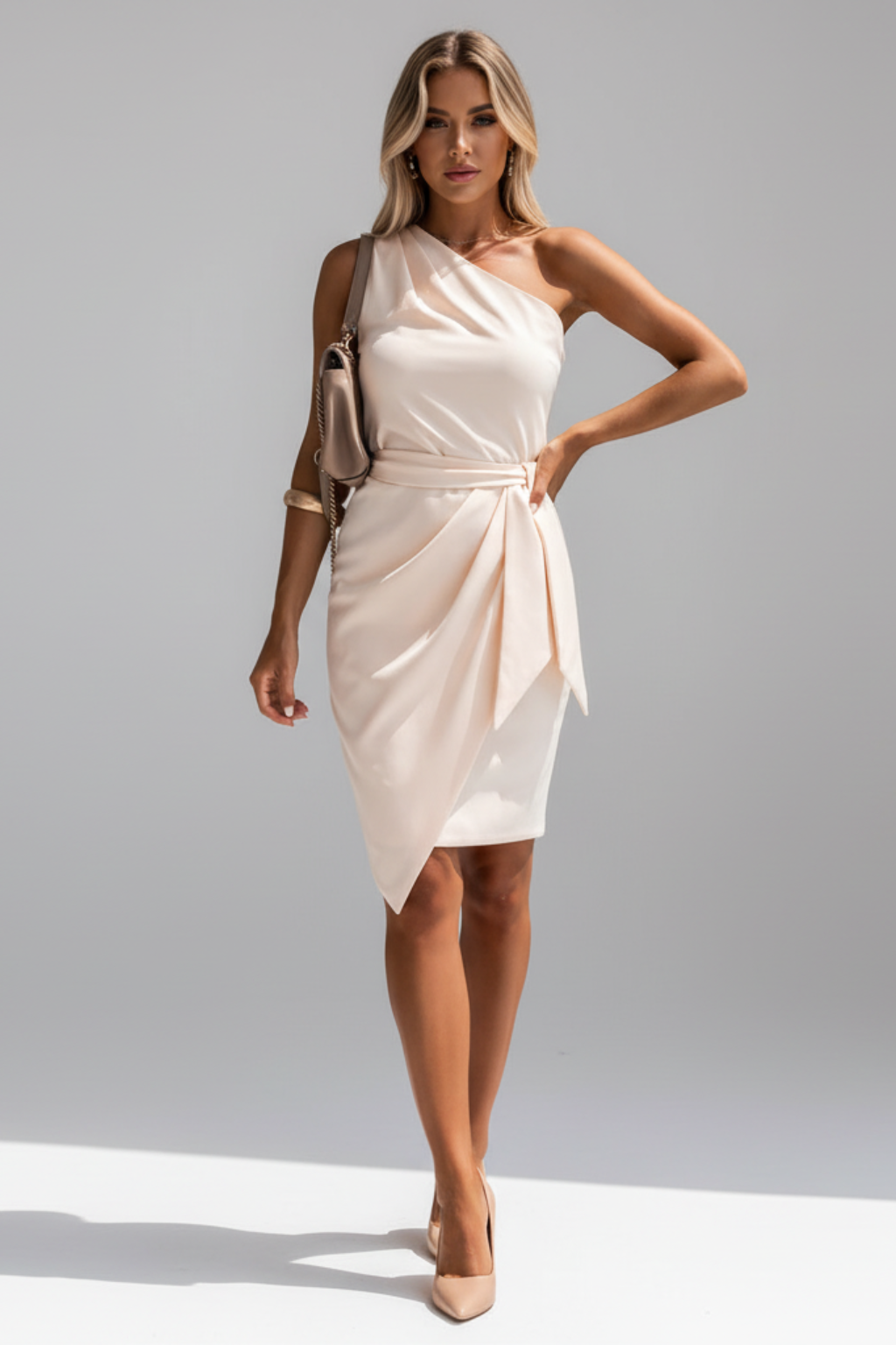 Women’s One-Shoulder Satin Mini Dress