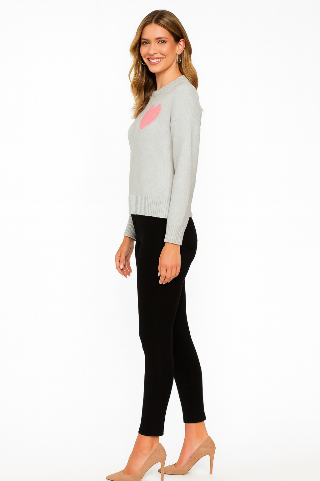 Women’s Pink Heart Motif Sweater