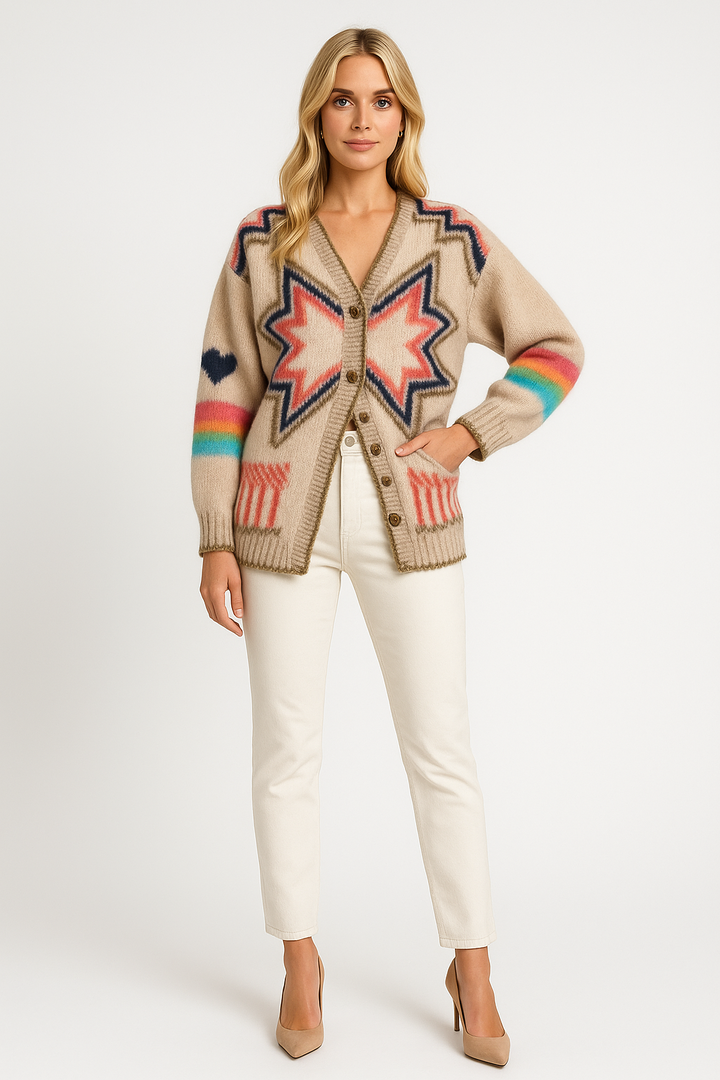 Women's Printed Open Front Cardigan