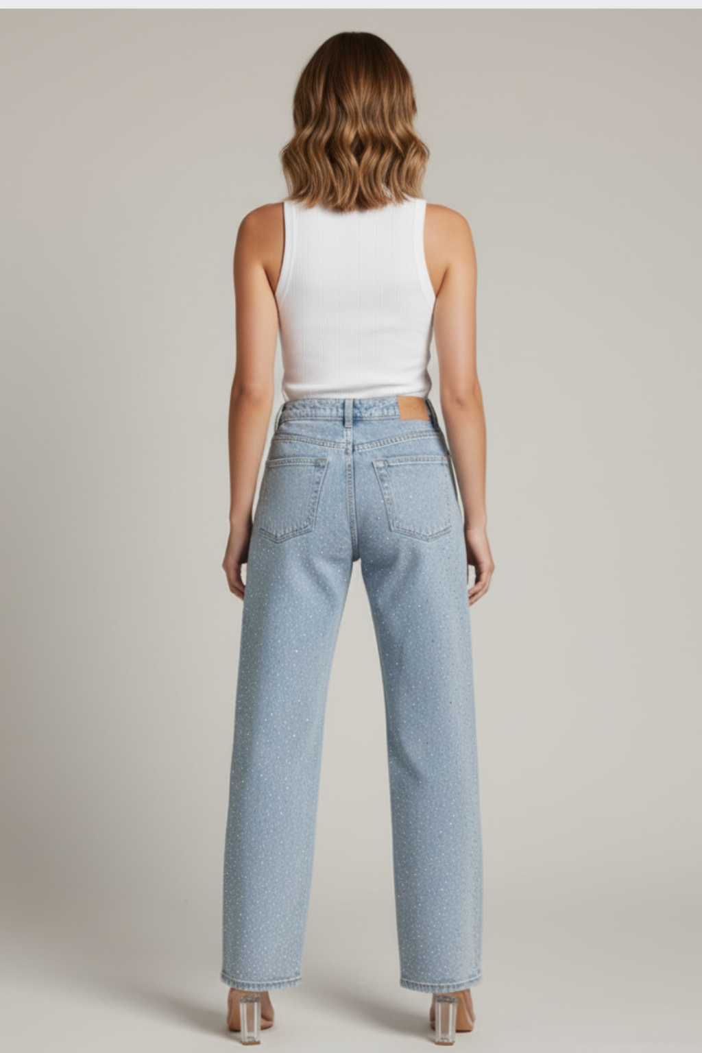 Women’s Rhinestone Embellished Straight Leg Jeans