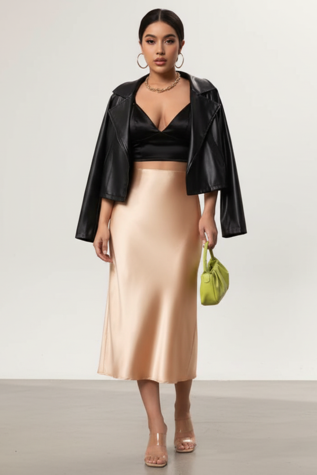Women’s Satin A-Line Midi Skirt