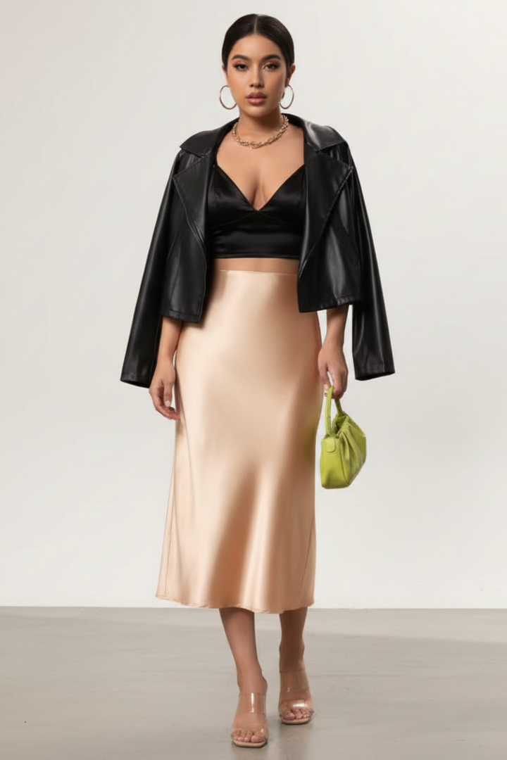 Women’s Satin A-Line Midi Skirt