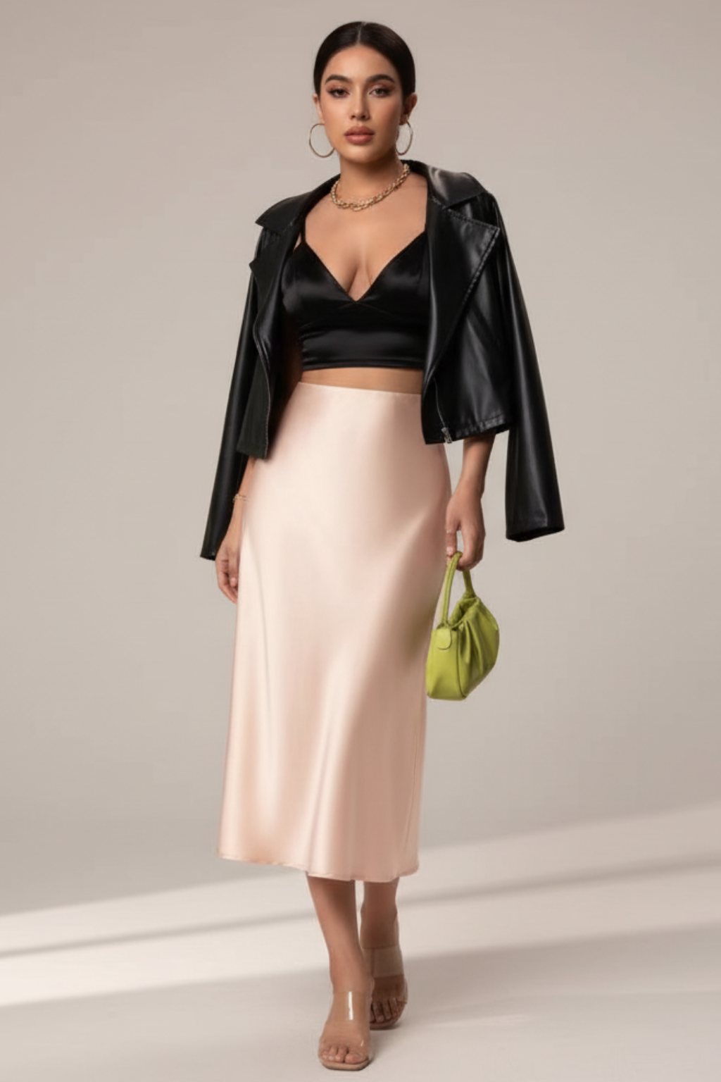 Women’s Satin A-Line Midi Skirt