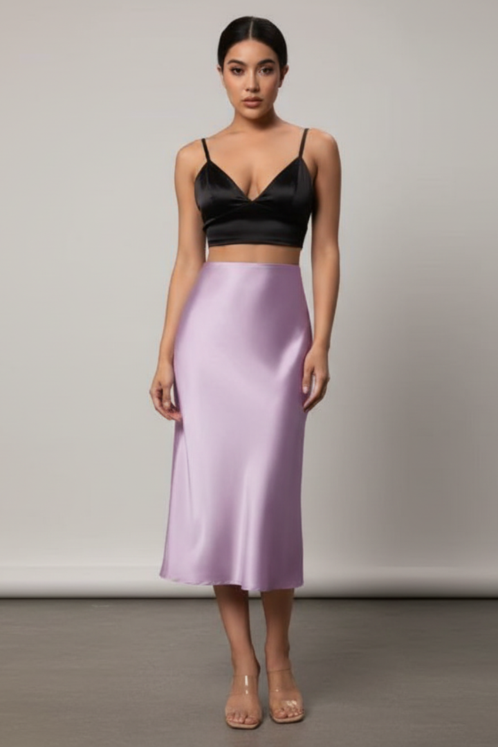 Women’s Satin A-Line Midi Skirt