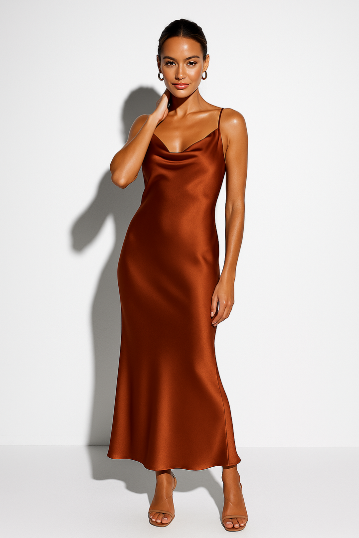 Women’s Satin Cowl Neck Slip Dress