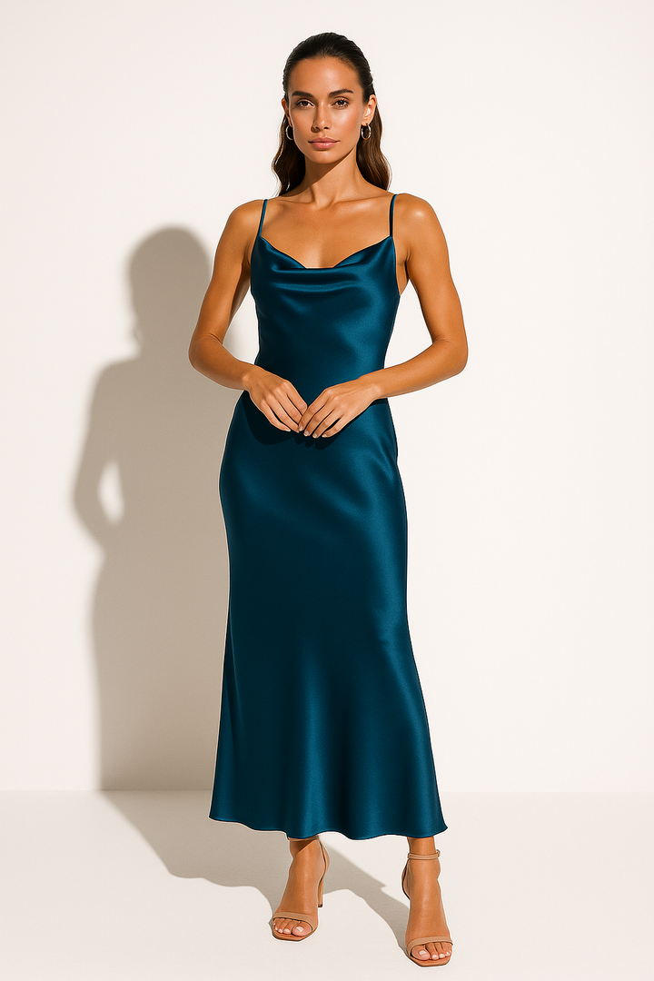 Women’s Satin Cowl Neck Slip Dress