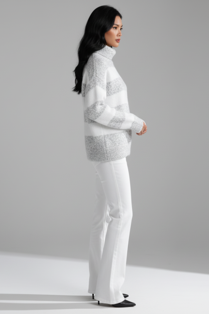 Women’s Striped Cozy Turtleneck Sweater