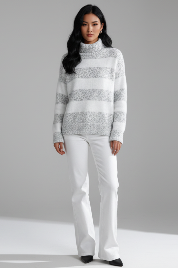 Women’s Striped Cozy Turtleneck Sweater