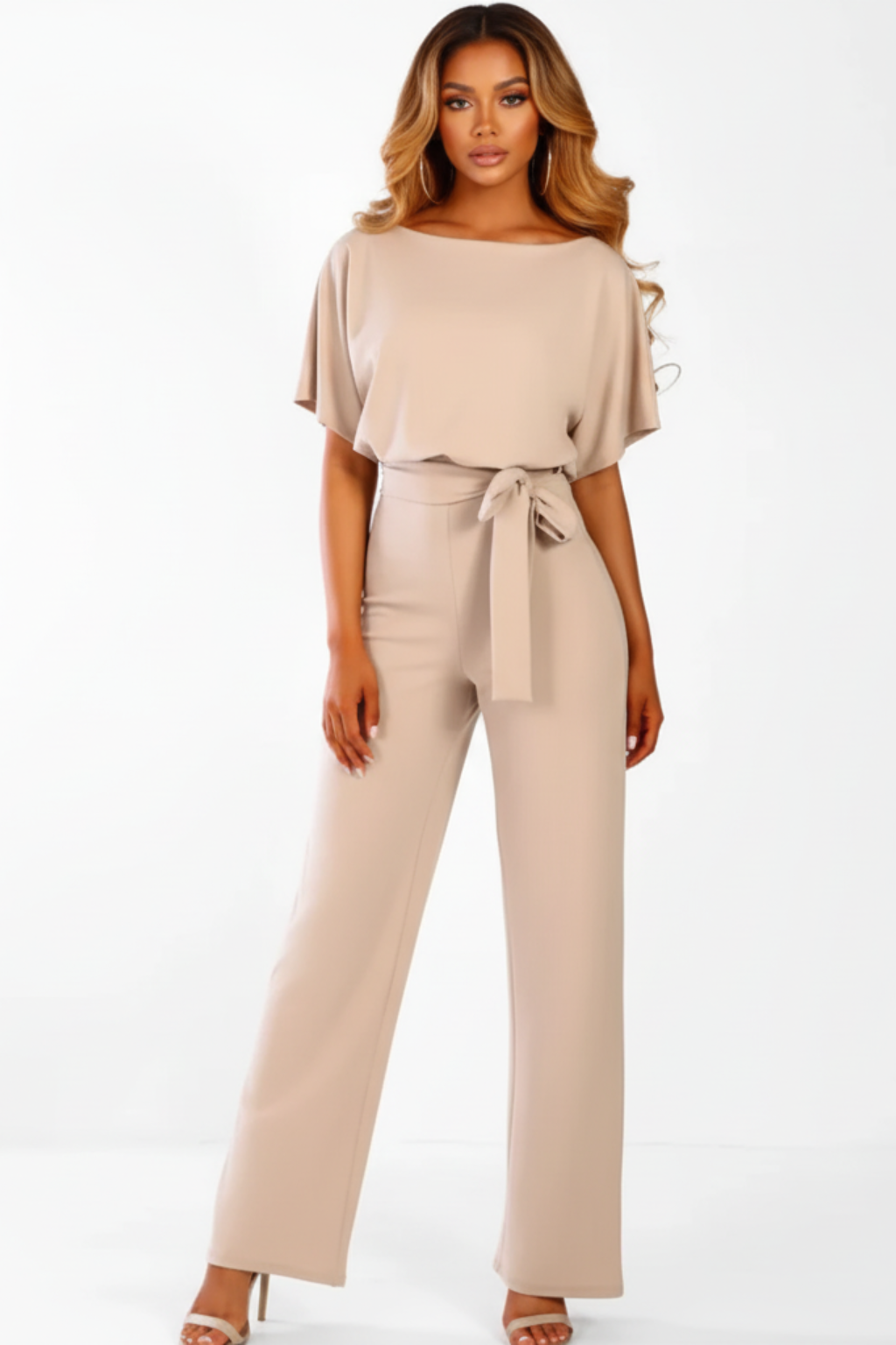 Women’s Stylish Sleeveless Jumpsuit with Waist Accents