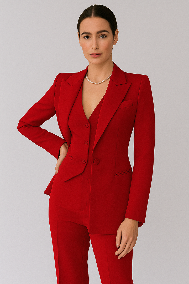 Women’s 3-Piece Suit Set – Tailored Blazer, Vest, and Slim-Fit Trousers – Elegant All-Season Outfit