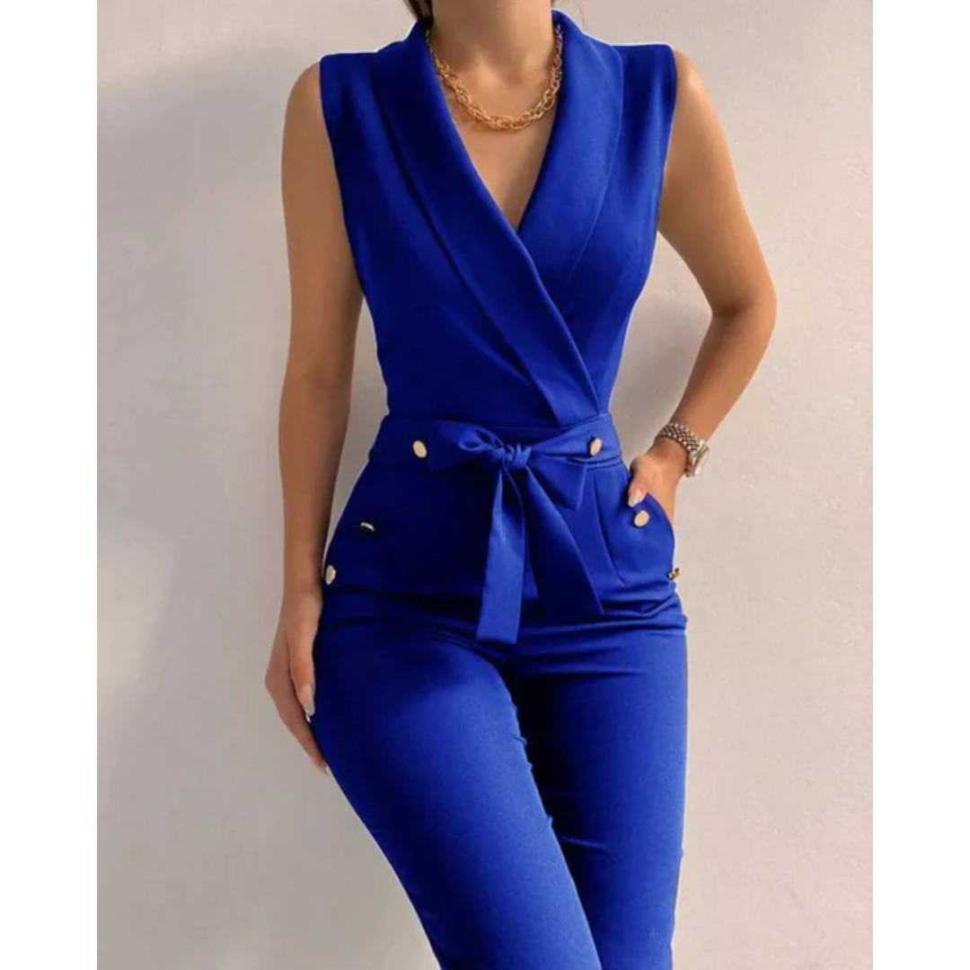 Women’s Formal Tied Jumpsuit – Sleeveless V-Neck