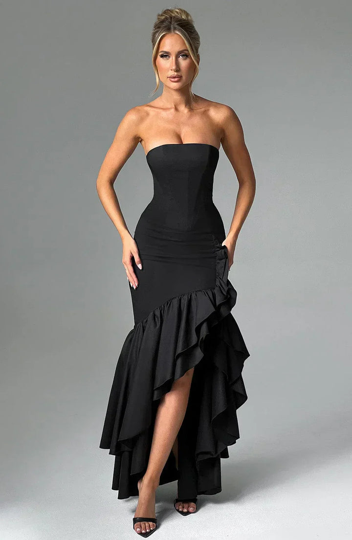 Kiara - Strapless Cascade Maxi Dress
