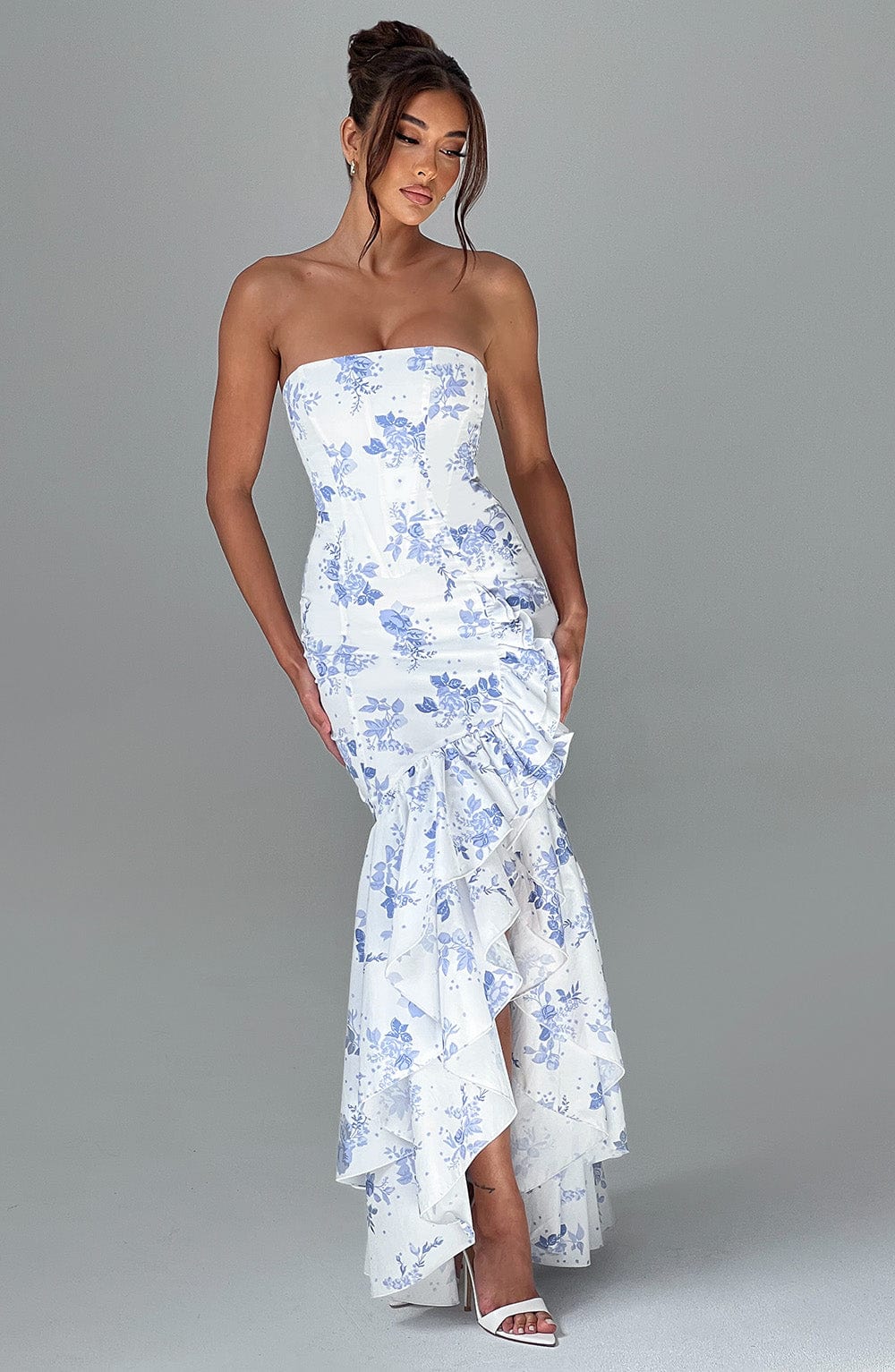 Kiara - Strapless Cascade Maxi Dress