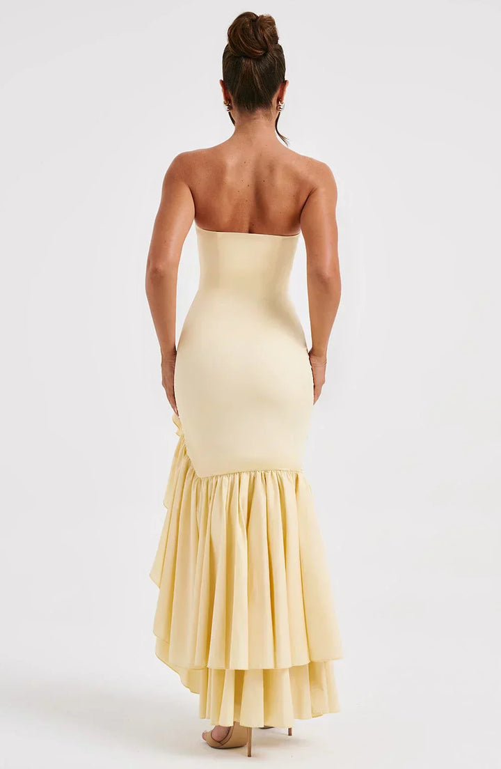 Kiara - Strapless Cascade Maxi Dress