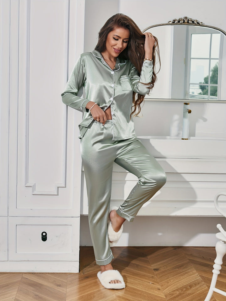 Maribeth - Casual Two-Piece Silk Sleepwear Set