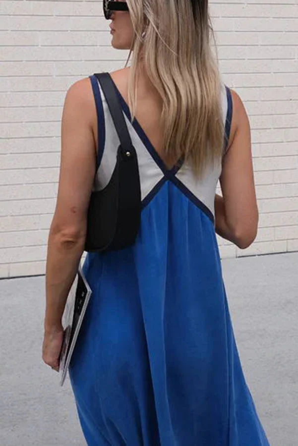 Lara - Chic V-neck contrasting color dress