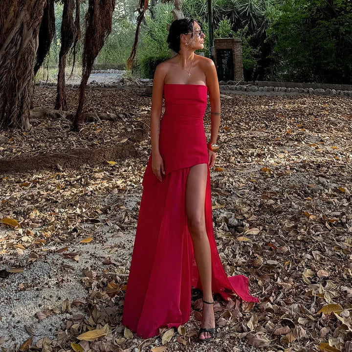 Karina - Women’s Asymmetrical Layered Maxi Dress