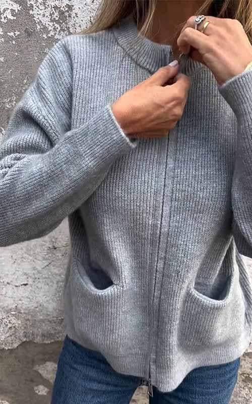 Elara - Zip-Knitted Jacket for Effortless Elegance and Comfort (Plus Size Available)